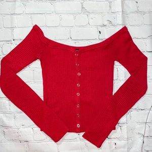 Red long sleeve crop top